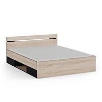 BETT 160x200 cm 2 schubladen und 1 fach - michigan 164,5/204,3/74,2 cm - Eichefarben/Schwarz, Holzwerkstoff (200/160cm) - Calicosy