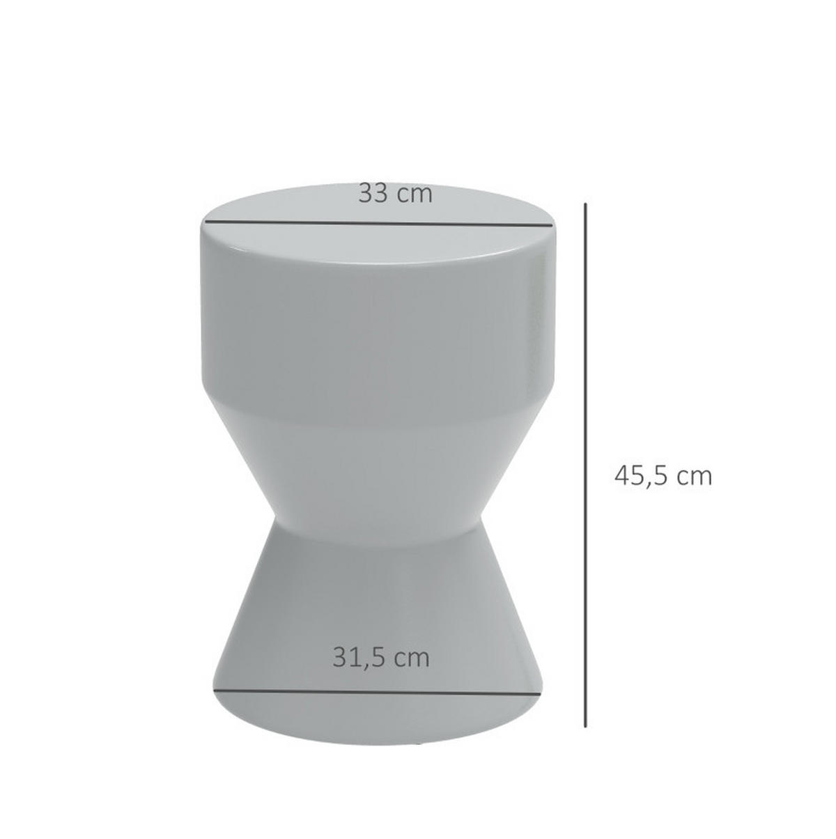 GARTENHOCKER aus Keramik Ø33x45,5 cm Hellgrau wetterfest, vielseitig als Sitzhocker oder Beistelltisch - Hellgrau, Keramik (33/45.5/33cm) - Modfu