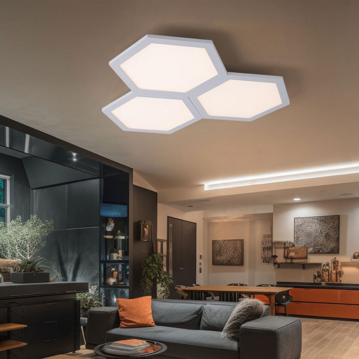 LED DECKENLEUCHTE Metall Weiß Opal - Weiß, Metall (52/52/4.2cm) - Globo Lighting