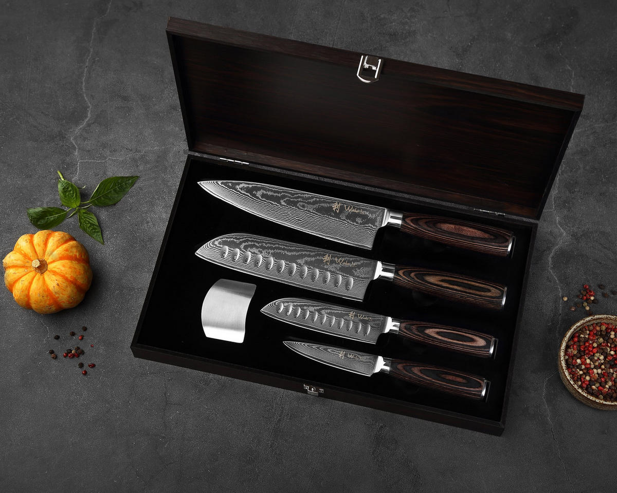 MESSERSET 4-TEILIG 10–20 cm - Braun, Holz/Metall (1/1/1cm) - Wakoli