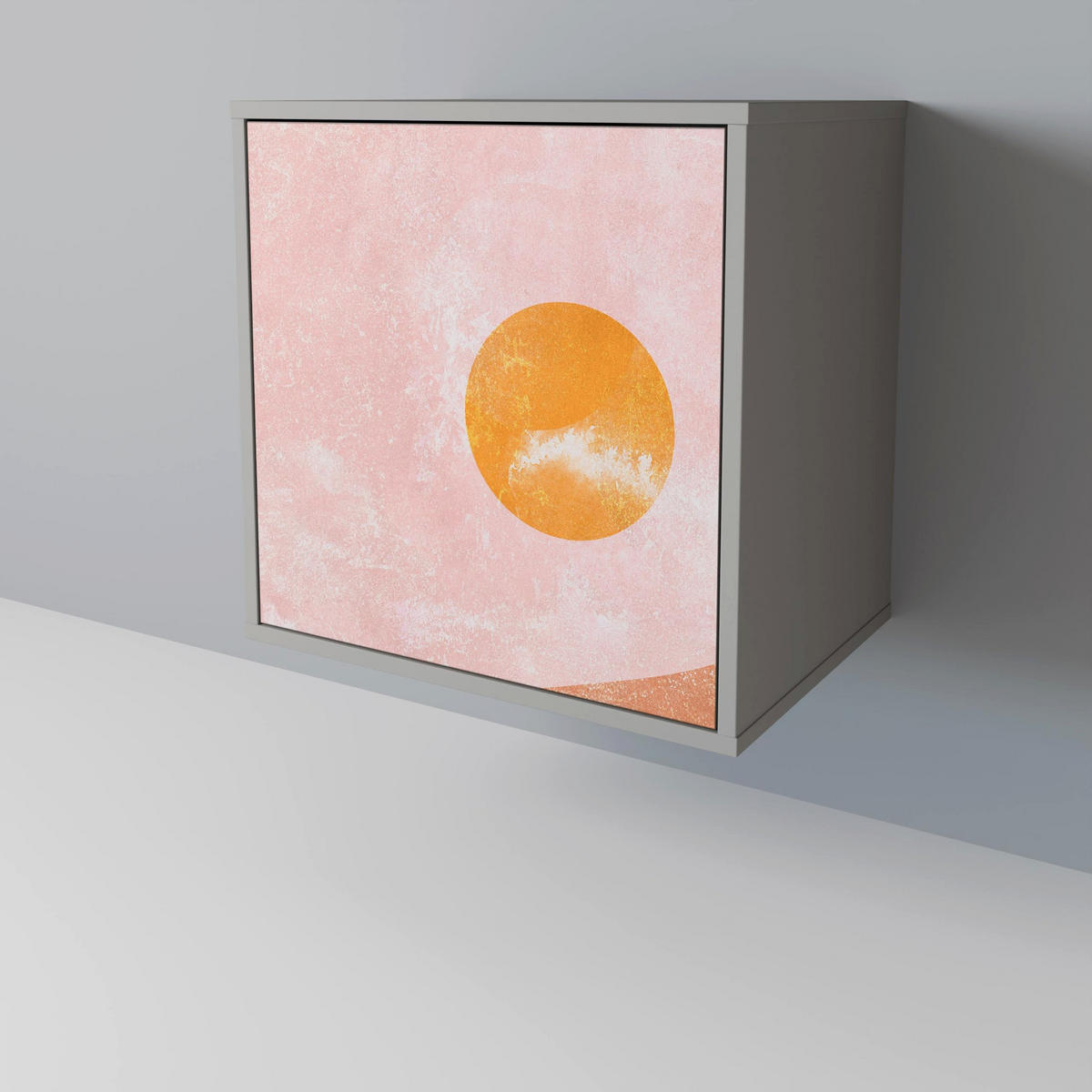 SIDEBOARD LUMINOUS SUNLIGHT, Grau, 57,5x42x67,5 cm, Schwarze Metall-Rahmenfüße - Multicolor/Schwarz, Holzwerkstoff/Metall (57.5/67.5/42cm) - SpaceRebels