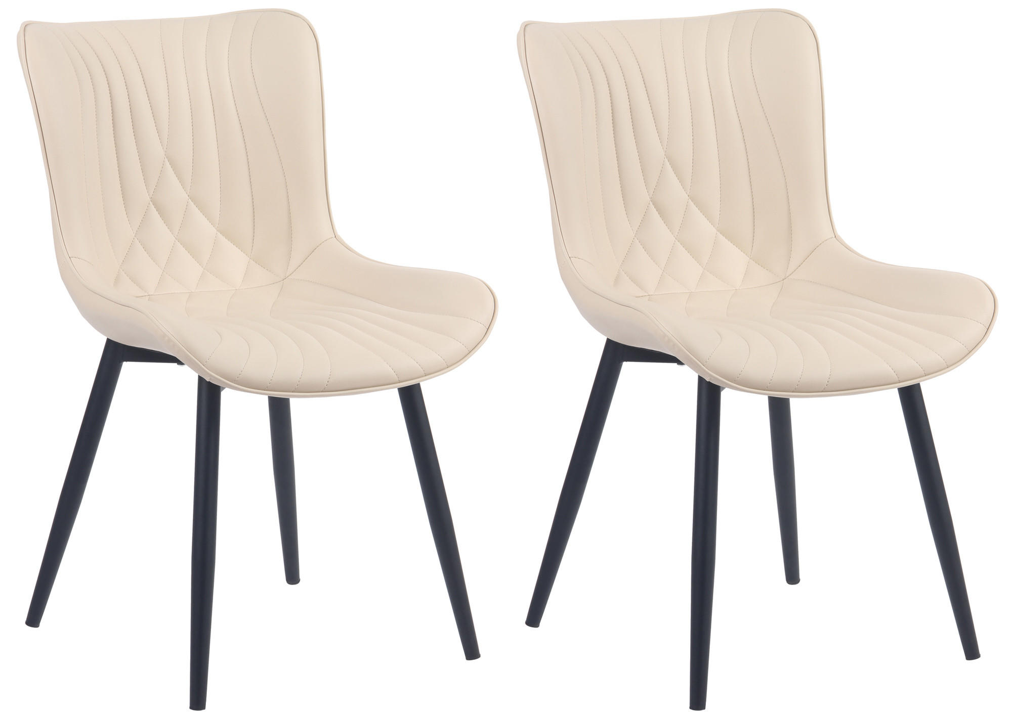 STUHL 2er Set Lederlook creme - Creme/Schwarz, Textil/Metall (50/80.5/62cm) - CLP