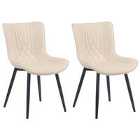 STUHL 2er Set Lederlook creme - Creme/Schwarz, Textil/Metall (50/80.5/62cm) - CLP