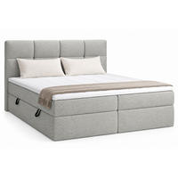 BOXSPRINGBETT RUHE 180x200 cm mit Bettkasten und HR-Topper – Grau - Hellgrau, Textil (180/200cm) - MebleHot