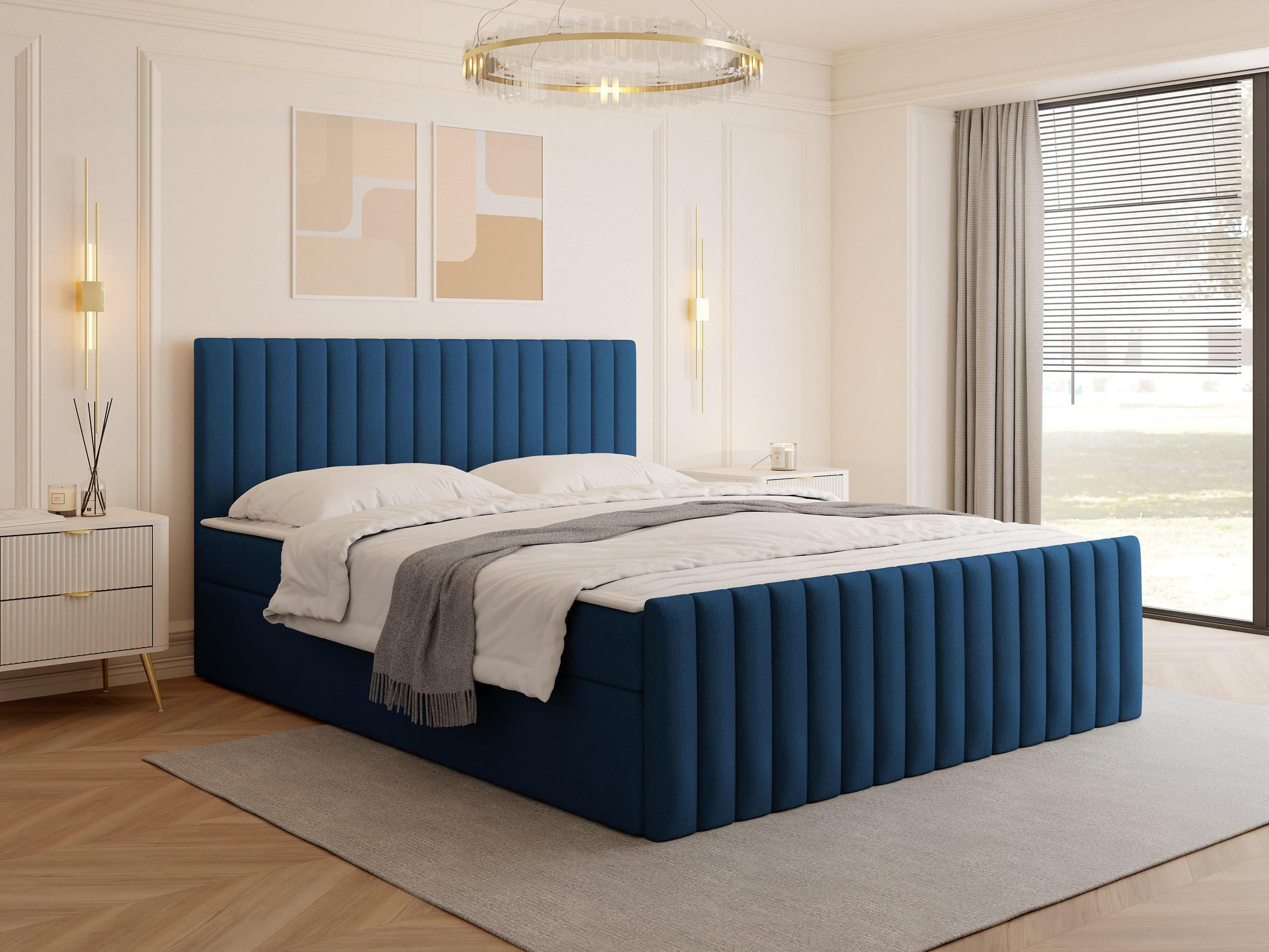 BOXBETT Tirulo Fix - Blau/Schwarz, Holzwerkstoff/Kunststoff (140/200cm) - MIRJAN24