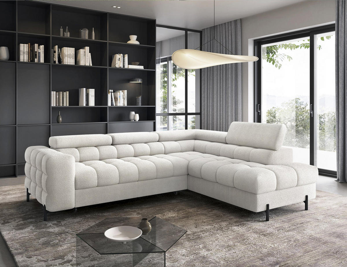 WOHNLANDSCHAFT FERUCCE Ecksofa L-Form – Polsterecke mit Schlaffunktion, Bettkasten & verstellbaren Kopfstützen 276 cm - Creme, Kunststoff (276/200cm) - Wohnideebilder