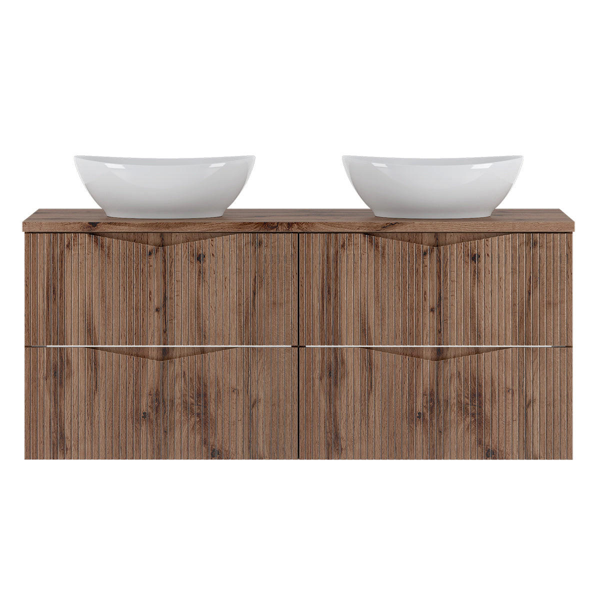 DVOJITÉ UMÝVADLO 120.6cm Tao Drevo - hnedá, kompozitné drevo (120.6/50/45.8cm) - Petits-meubles