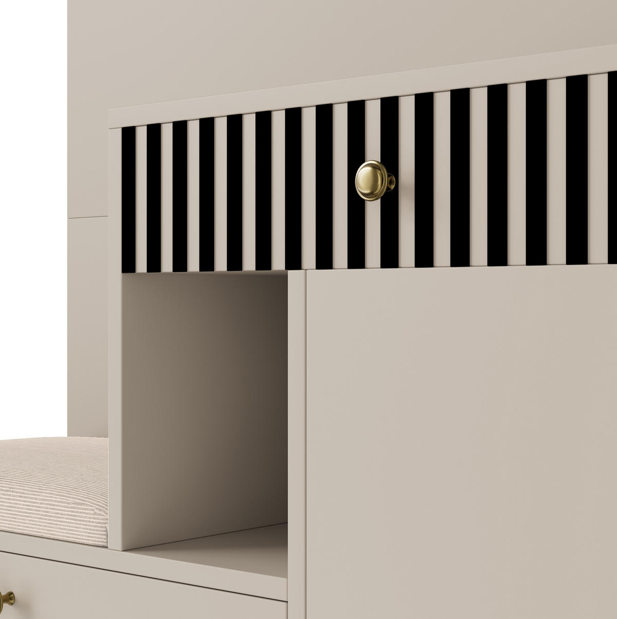 GARDEROBE 110/185,5/37 cm aus MDF mit Spiegel und Sitzfläche - Beige, Holzwerkstoff (37/185.5/110cm) - OKMYHOME