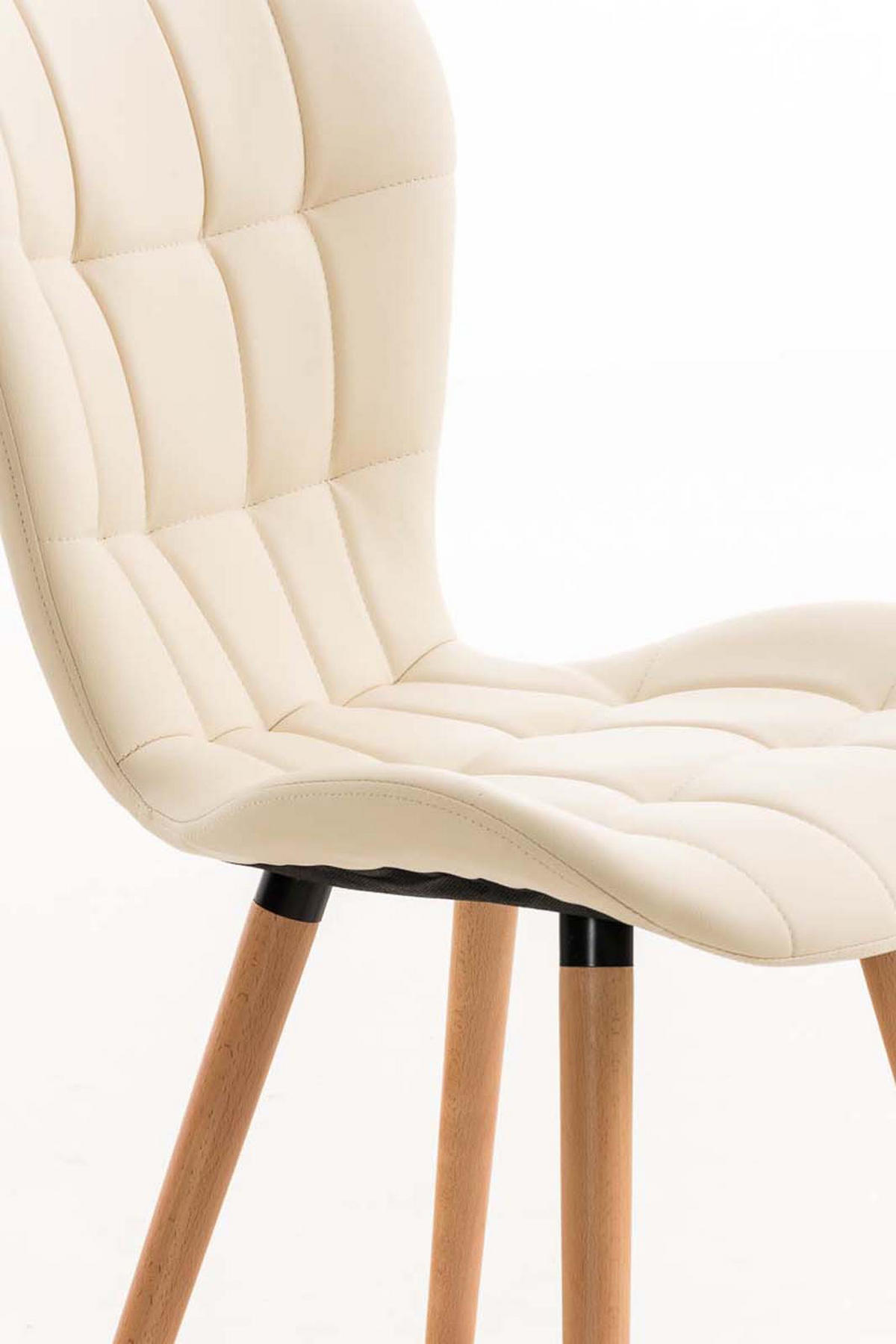 STUHL 4er Set Lederlook creme - Eukalyptusholzfarben/Creme, Holz/Textil (50/88/63cm) - CLP