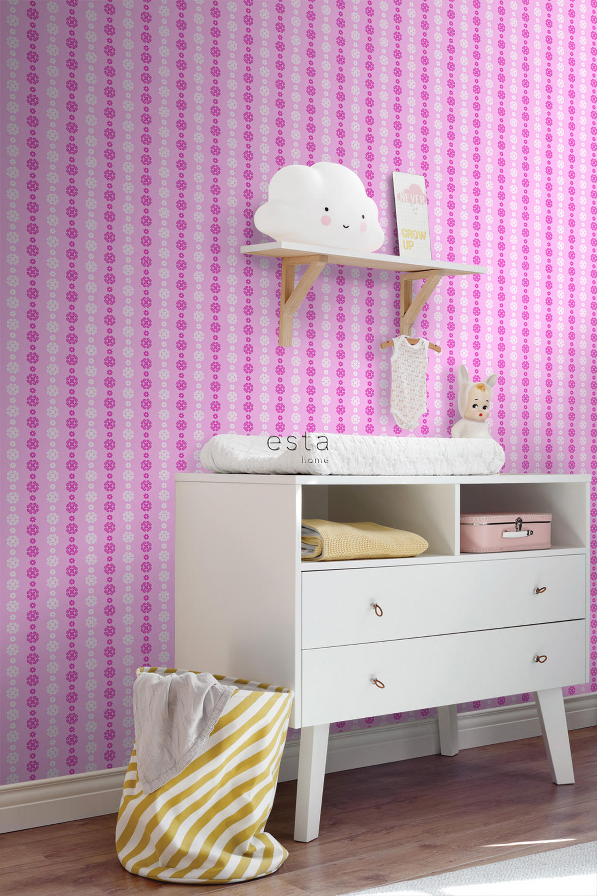 TAPETE Spitzemotiv 53 cm x 10.05 m - Pink, Papier (53/0.1cm) - ESTAhome