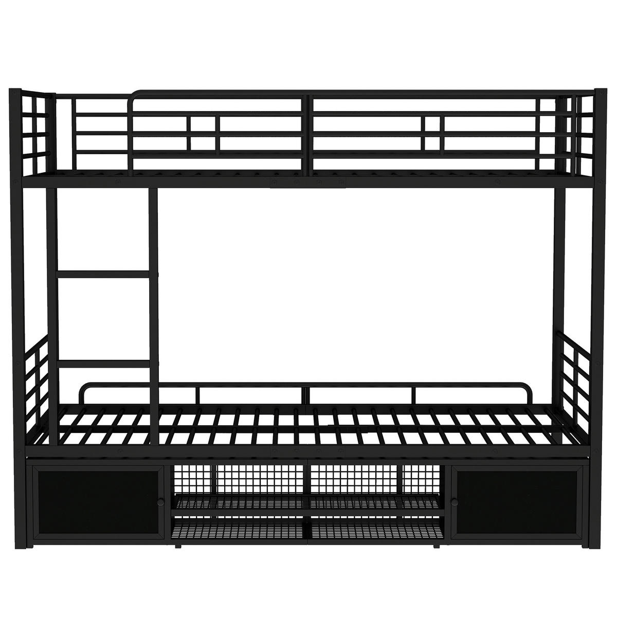 ETAGENBETT mit Schuhregal und 2 Schränken 90x200 cm Metall Schwarz - Schwarz, Metall (90/200cm) - Beauniv