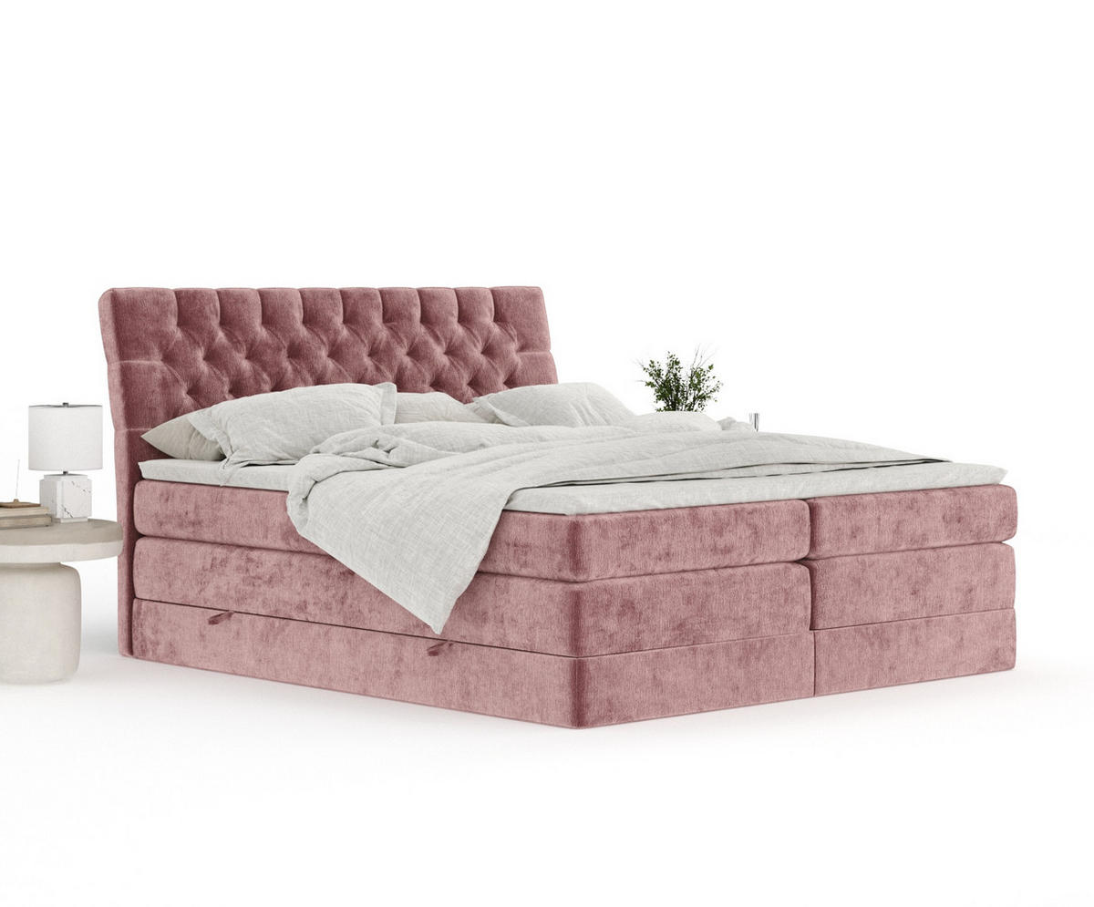 BOXSPRINGBETT Seraphine Rosa 160/200 cm - Schwarz/Rosa, Holz/Holzwerkstoff (160/200cm) - Maison de Reve