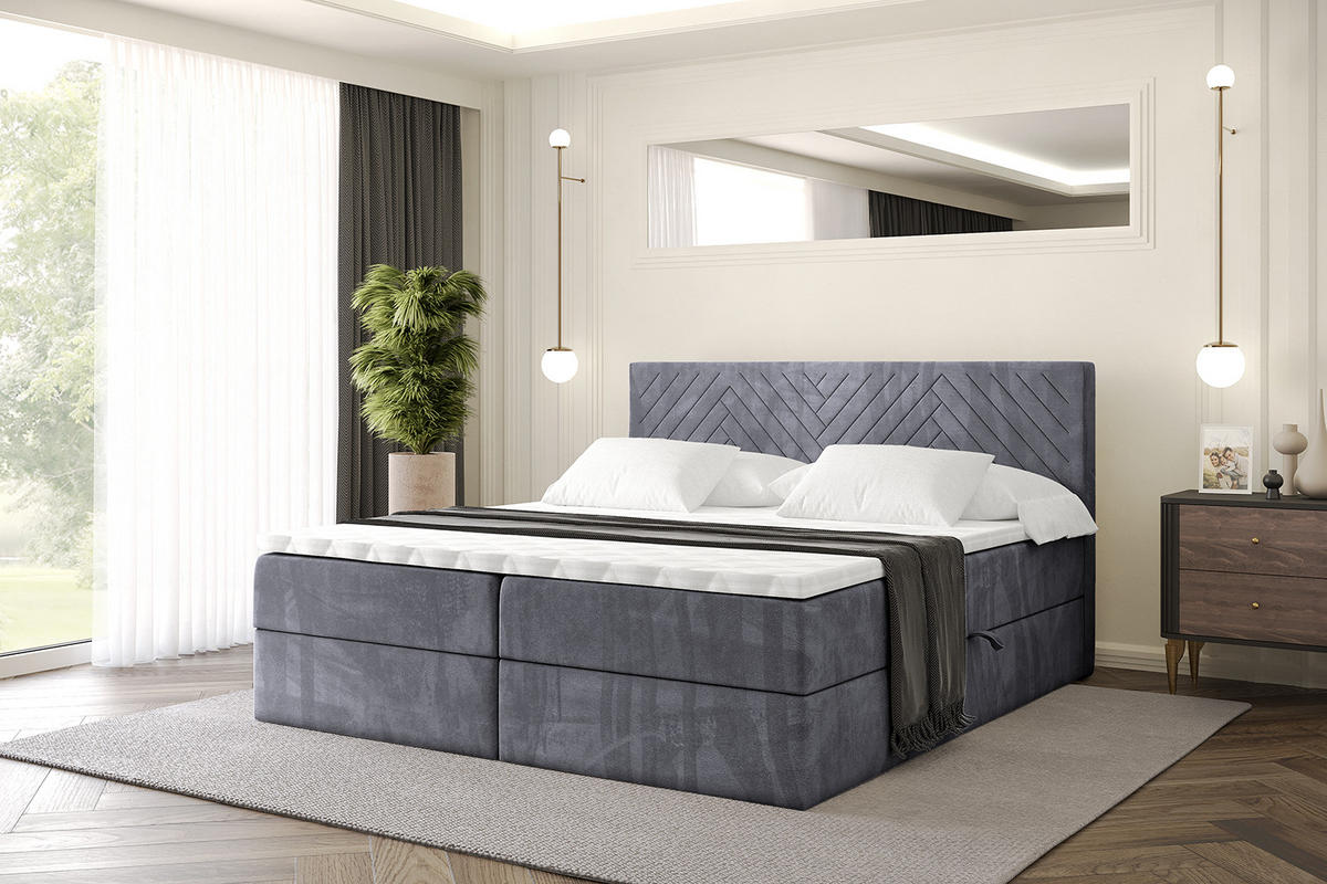 BOXBETT mit Matratze H3 und Lattenrost - VEXA - 120x200 - Dunkelgrau Casablanca - Dunkelgrau, Holzwerkstoff/Kunststoff (120/200cm) - ALTDECOR