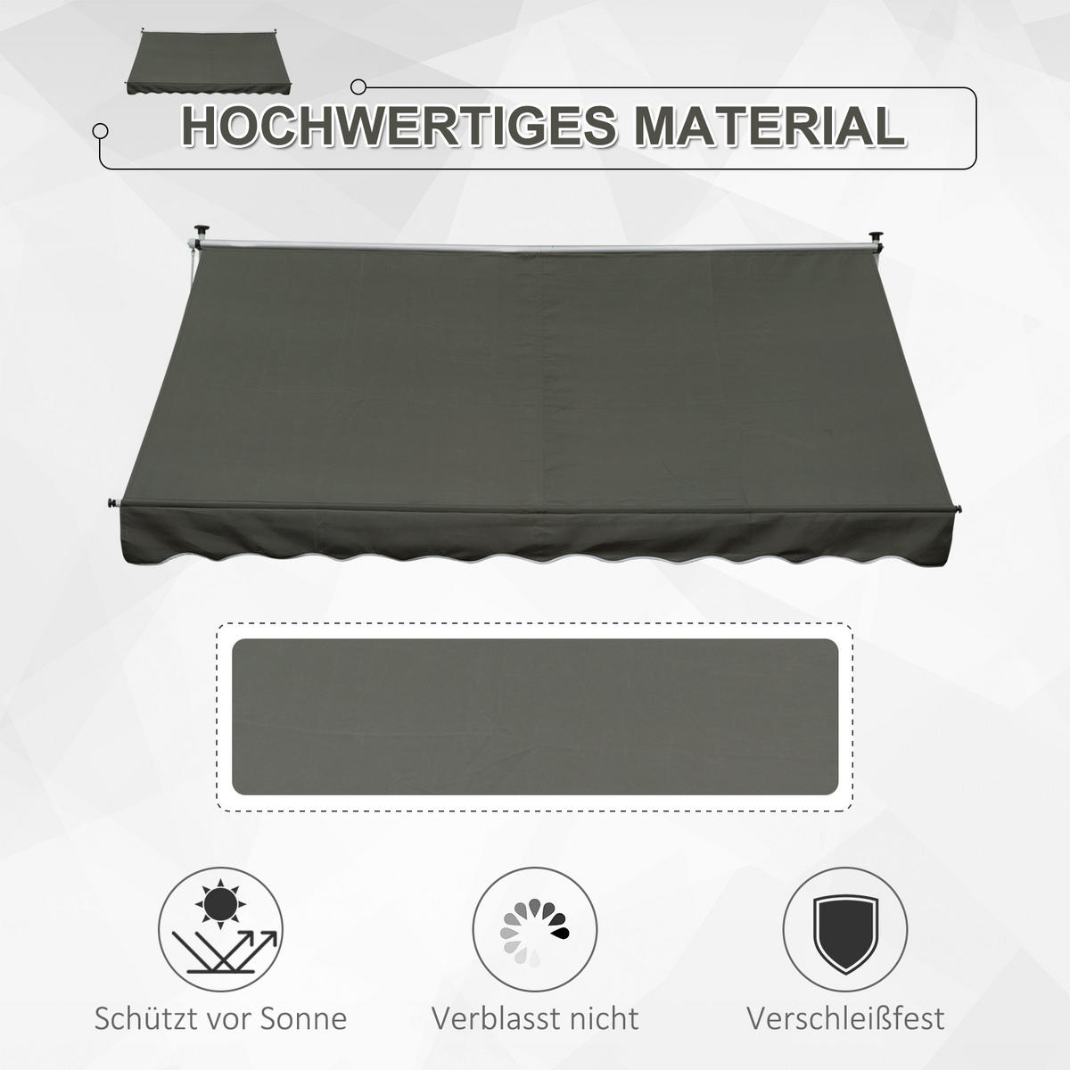 MARKISE, Grün+Weiß, Aluminium, Stahl, Polyester - Grau, Metall (150/280/300cm) - Outsunny