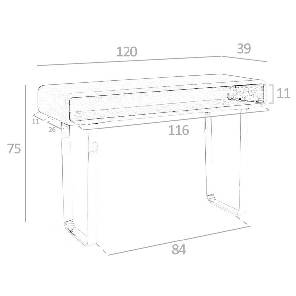 KONSOLENTISCH Rechteckiger aus Nussbaum und verchromtem Stahl 120/39/75 cm - Chromfarben/Edelstahlfarben, Holz/Holzwerkstoff (39/120/75cm) - ANGEL CERDA