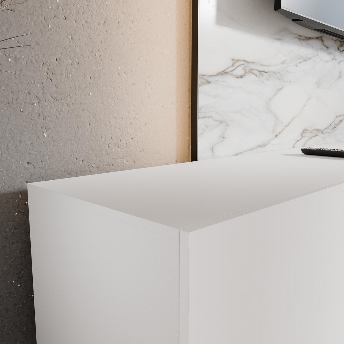 LOWBOARD MIVO 200/41/40 cm, Hängender TV-Schrank Weiß - Weiß, Holzwerkstoff (200/41/40cm) - MASSENO