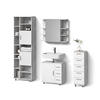 BADMÖBEL-SET Eisak Beton 4 Teile - Weiß/Grau, Holzwerkstoff (60/60/33cm) - Livinity®