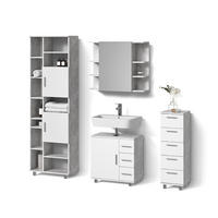 BADMÖBEL-SET Eisak Beton 4 Teile - Weiß/Grau, Holzwerkstoff (60/60/33cm) - Livinity®