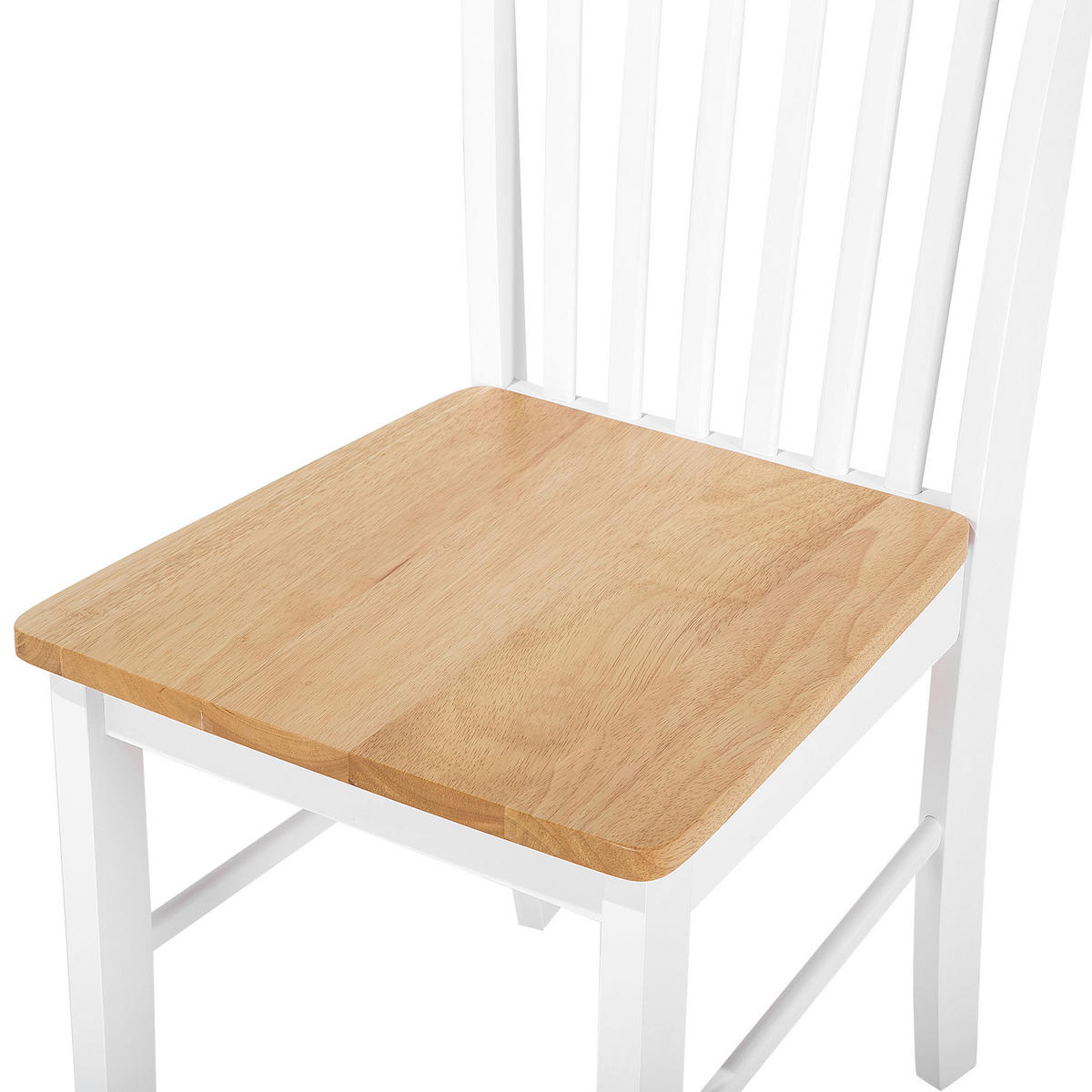 ESSZIMMERSTUHL 2er-Set Gummibaumholz weiß/hellbraun Houston - Hellbraun/Weiß, Holz (44/94/45cm) - Beliani