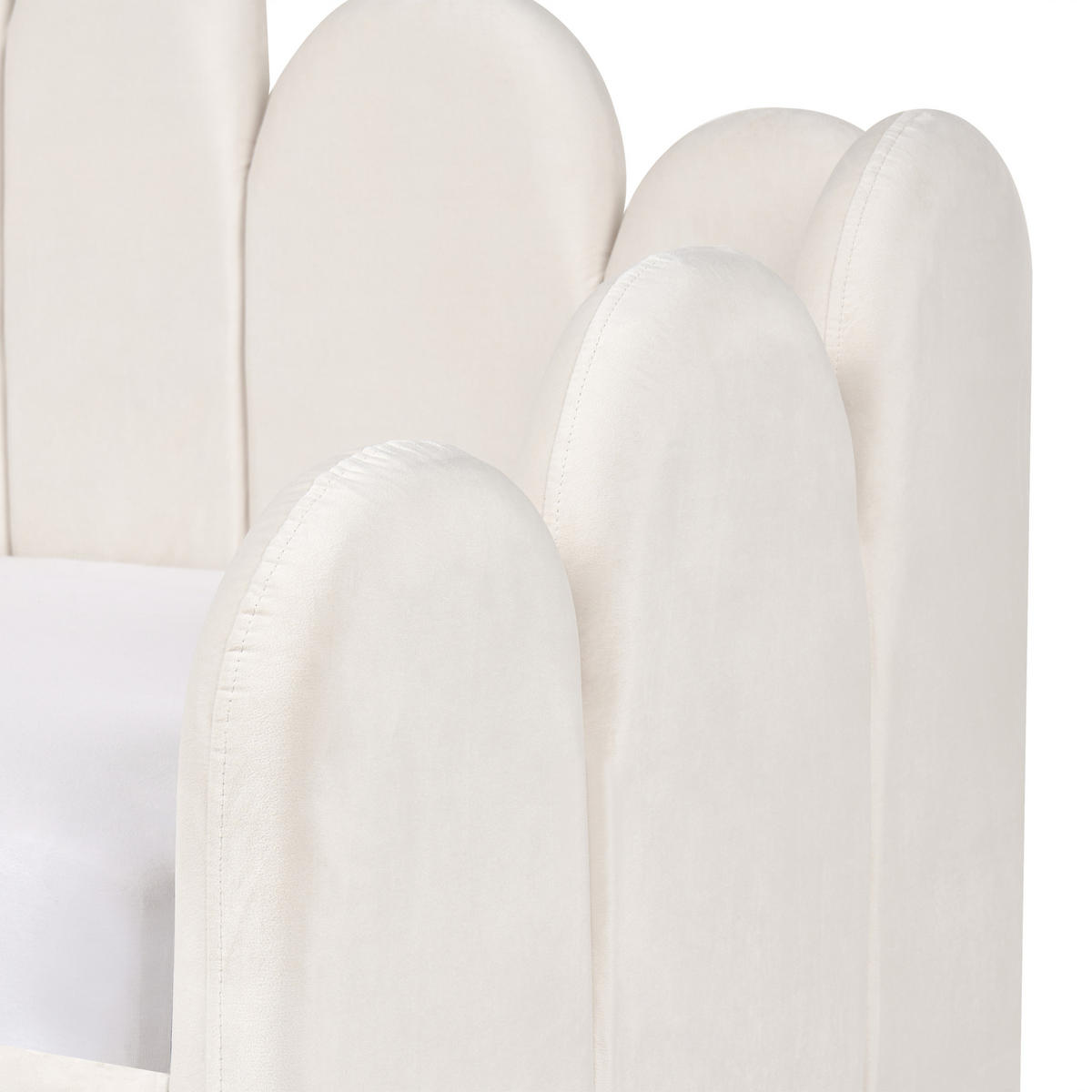 POSTEL s úložným prostorem 90/200 cm Sametová látka Světle béžová Polignac - béžová, textil (90/200cm) - Beliani