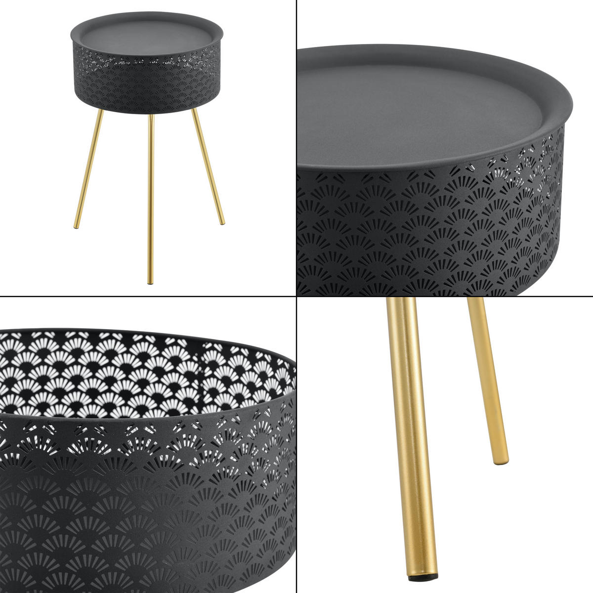 BEISTELLTISCH Forshaga - Goldfarben, Holzwerkstoff (40/40/65cm) - [en.casa]