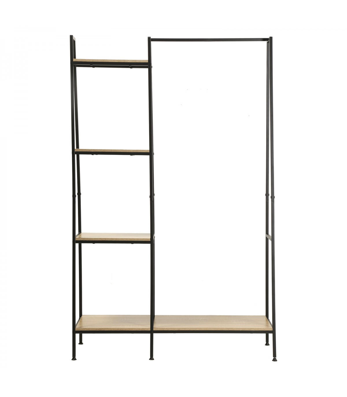 GARDEROBENSTÄNDER im industriellen Stil, 1 Regal mit 4 Etagen - Eichefarben, Holzwerkstoff (35/160/101cm) - Calicosy