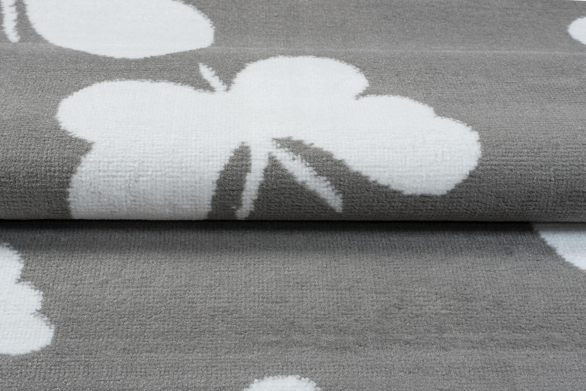 TEPPICH LUXURY Grau Schmetterlinge Design 180/250 cm - Grau, Textil (180/250cm) - Tapiso