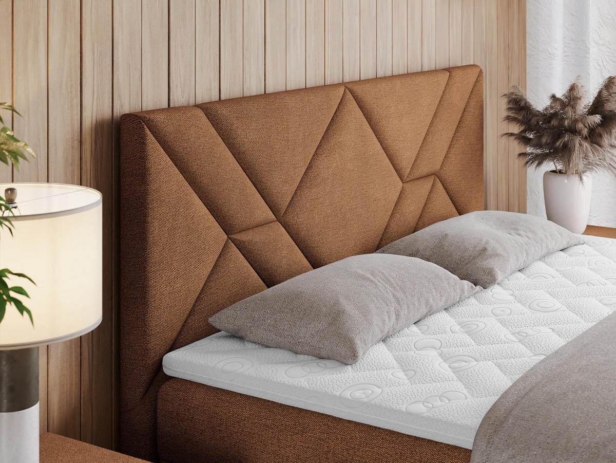 BOXBETT NEOMI 120/200 - Orange Strukture - H3 - Visco - Orange, Holz/Textil (120/200cm)