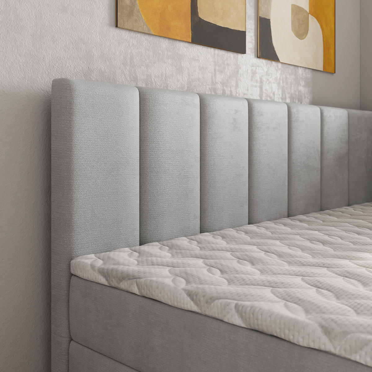 BOXBETT BEVE 80x200 cm mit Matratze und Topper, H2+H3 - Hellgrau - Hellgrau, Holz (80/200cm) - MASSENO