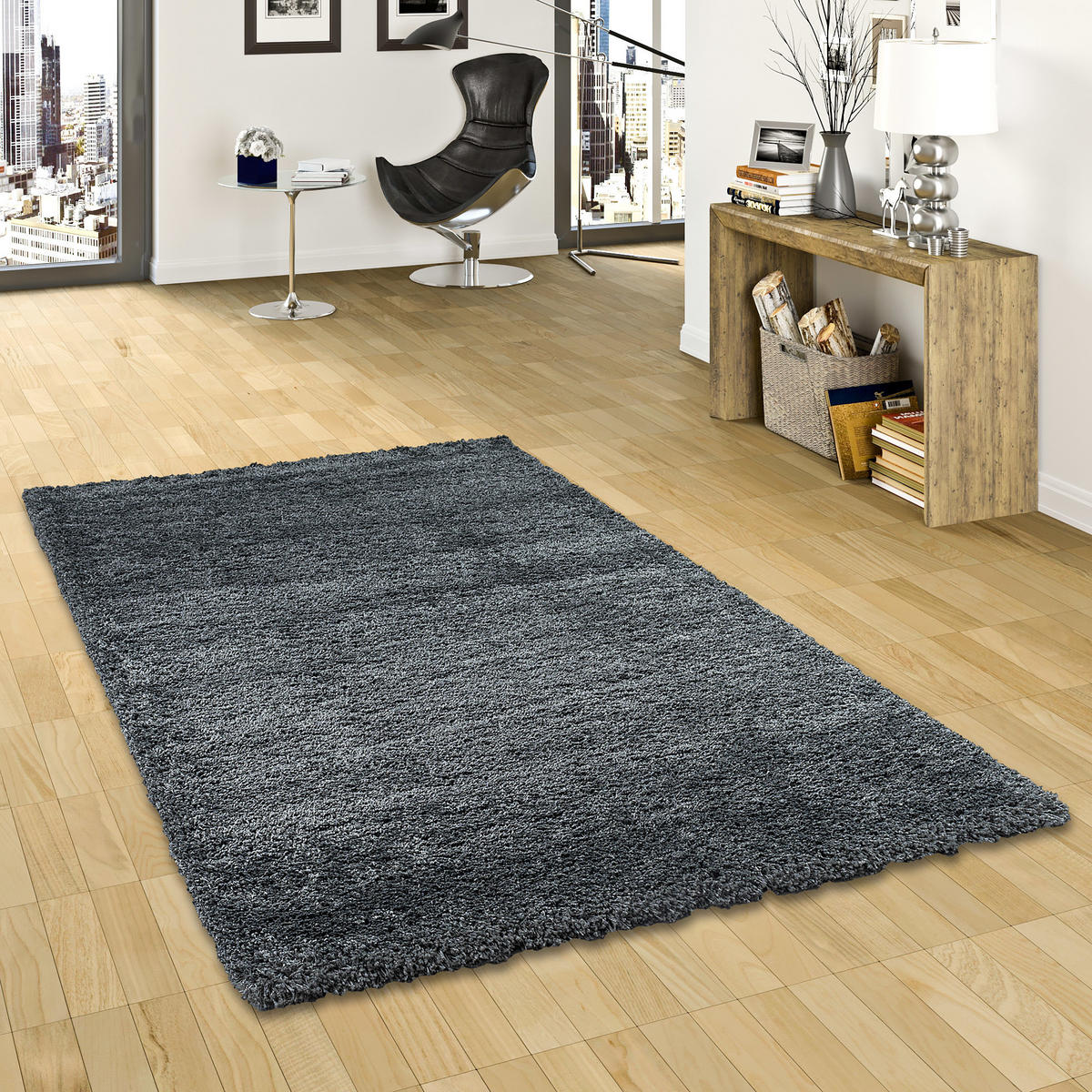 HOCHFLOR LANGFLOR SHAGGY TEPPICH LUXURY - Anthrazit, Textil (140/200cm) - Pergamon