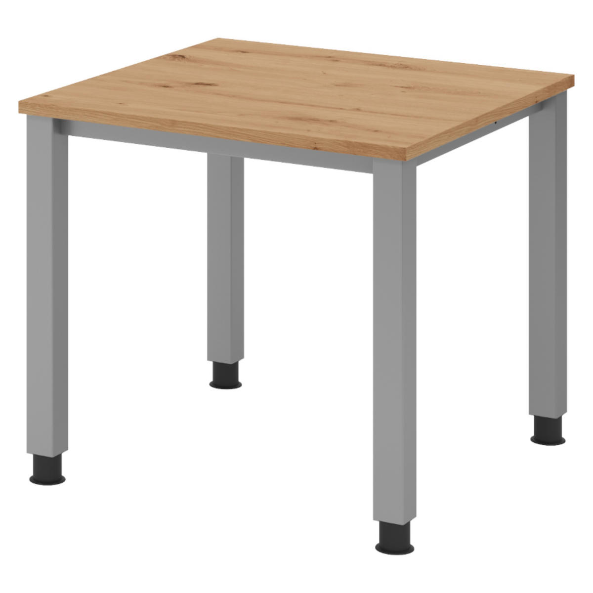 SCHREIBTISCH Serie-Q Gestell: Silber 80/80/74 cm in Wildeiche - Wildeiche, Holzwerkstoff (80/80/74cm) - bümö