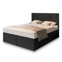 BOXBETT TRANI 140x200 cm mit Matratze und Topper - Schwarz - Schwarz/Weiß, Holz (140/200cm) - MASSENO