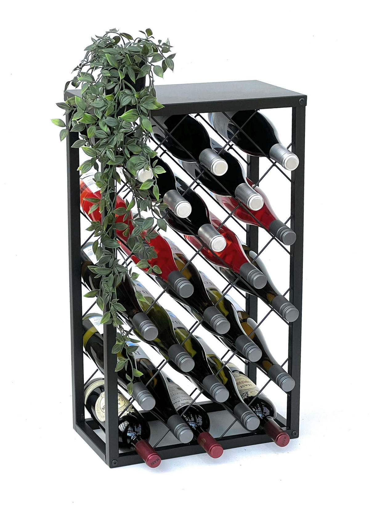 WEINREGAL für 20 Flaschen Metall Schwarz 68 cm - Schwarz, Metall (40/68/22cm) - DanDiBo
