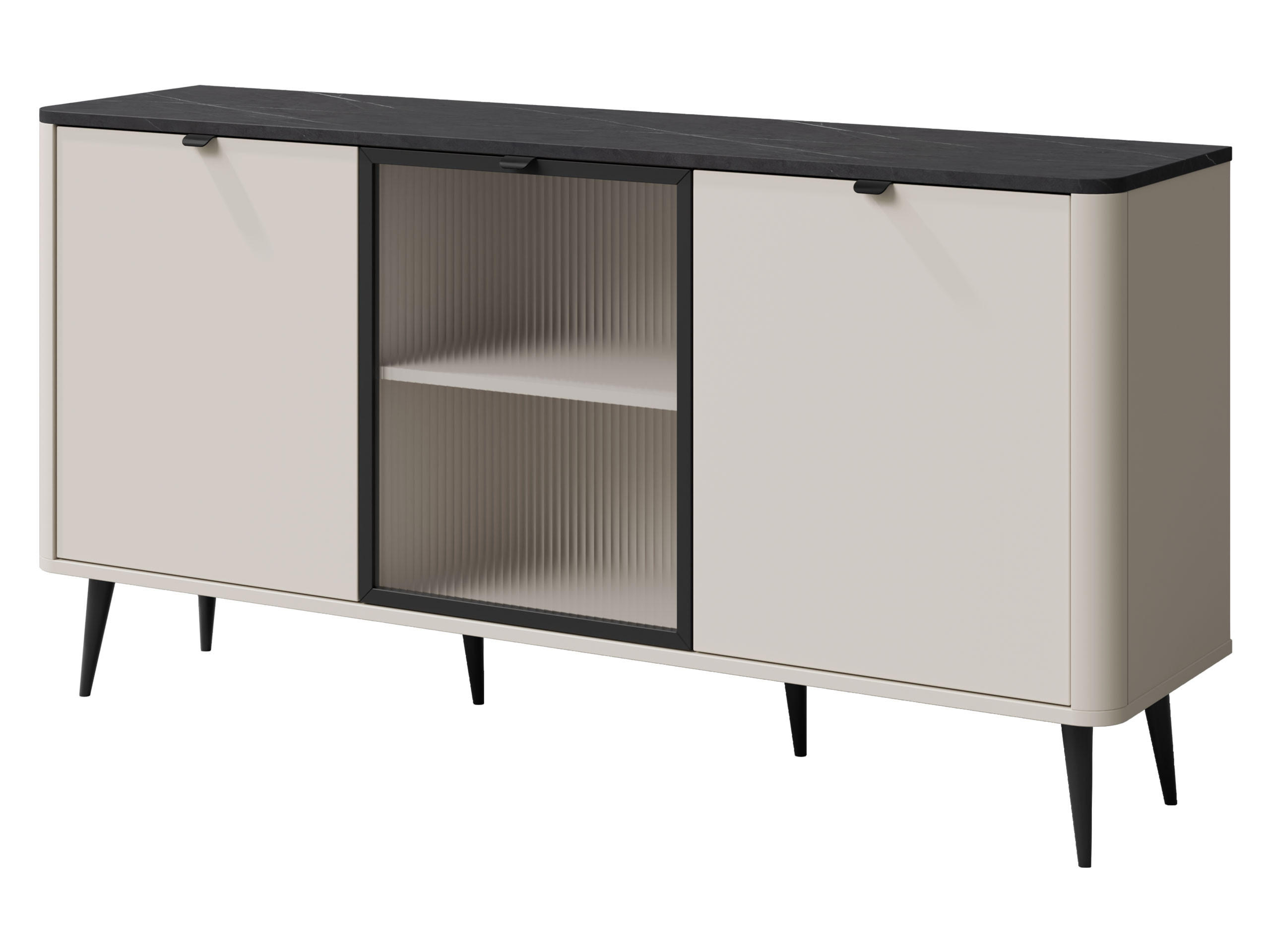 KOMMODE Marly 2D1W RE07 - Kaschmir/Schwarz, Holzwerkstoff/Metall (160/82/40cm) - MIRJAN24