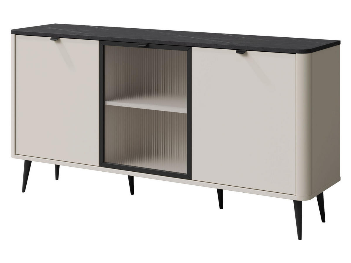 KOMMODE Marly 2D1W RE07 - Kaschmir/Schwarz, Holzwerkstoff/Metall (160/82/40cm) - MIRJAN24