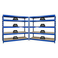 SCHWERLASTREGAL Rhino 2er-Set mit 2x 180x200x60 cm 5 Spanplatten-Ebenen 8mm Fachlast 500 kg Blau - Blau, Metall (400/180/60cm) - PROREGAL