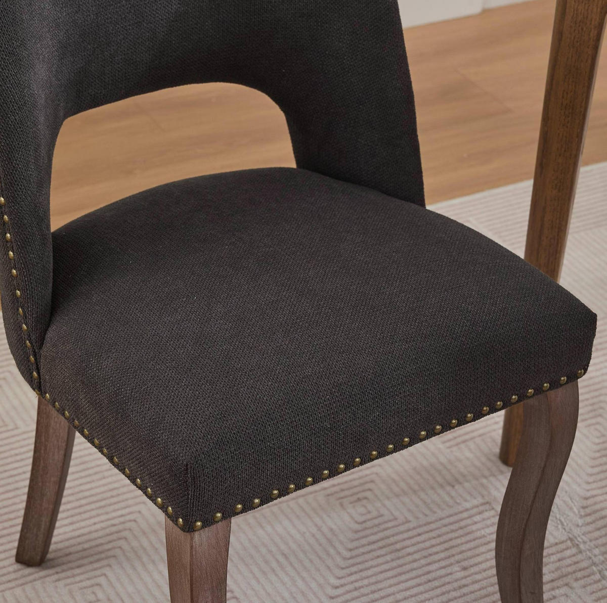 ESSZIMMERSTUHL 2er-Set Chenille Schwarz Massivholzbeine - Schwarz, Holz (51/82.5/58cm) - Meubliv