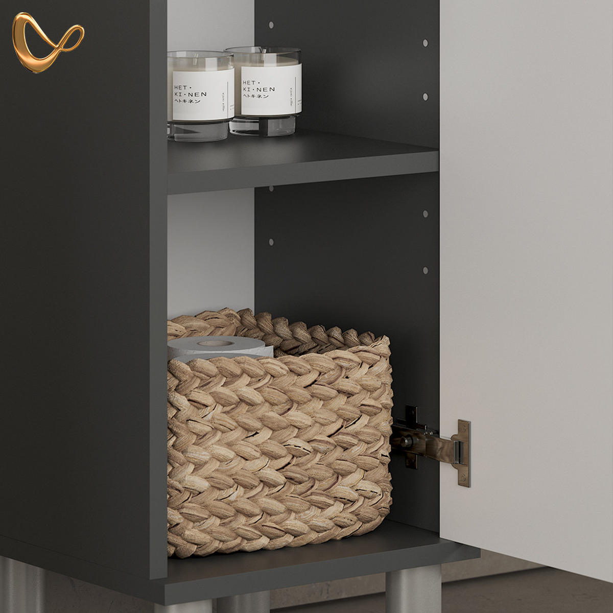 MIDISCHRANK Fucino Weiß Hochglanz 30 x 130.6 cm große Tür - Weiß Hochglanz, Holzwerkstoff (30/130.6/30cm) - Livinity®