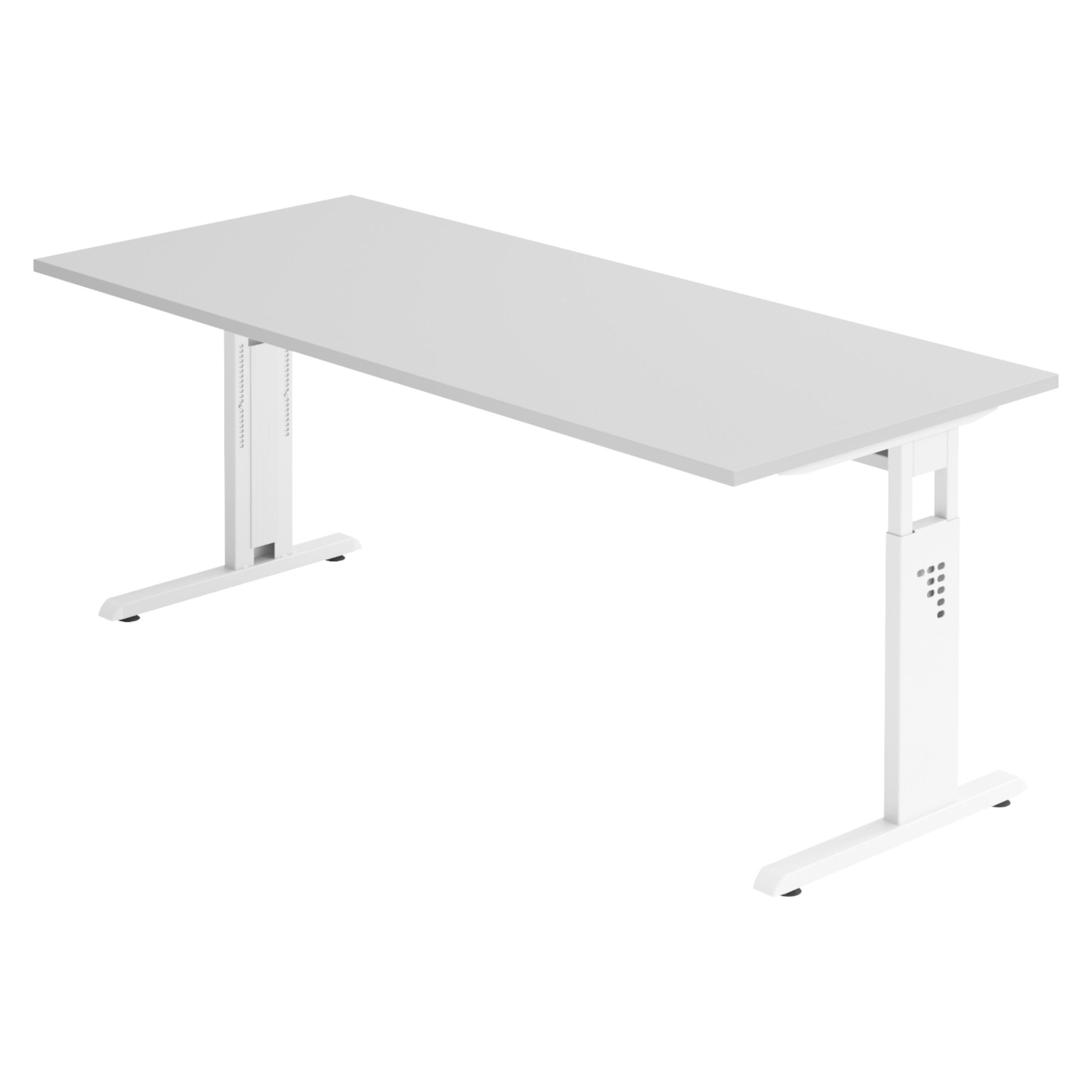 SCHREIBTISCH Serie-O 80/180/74 cm in Grau/Weiß - Weiß/Grau, Holzwerkstoff (80/180/74cm) - bümö