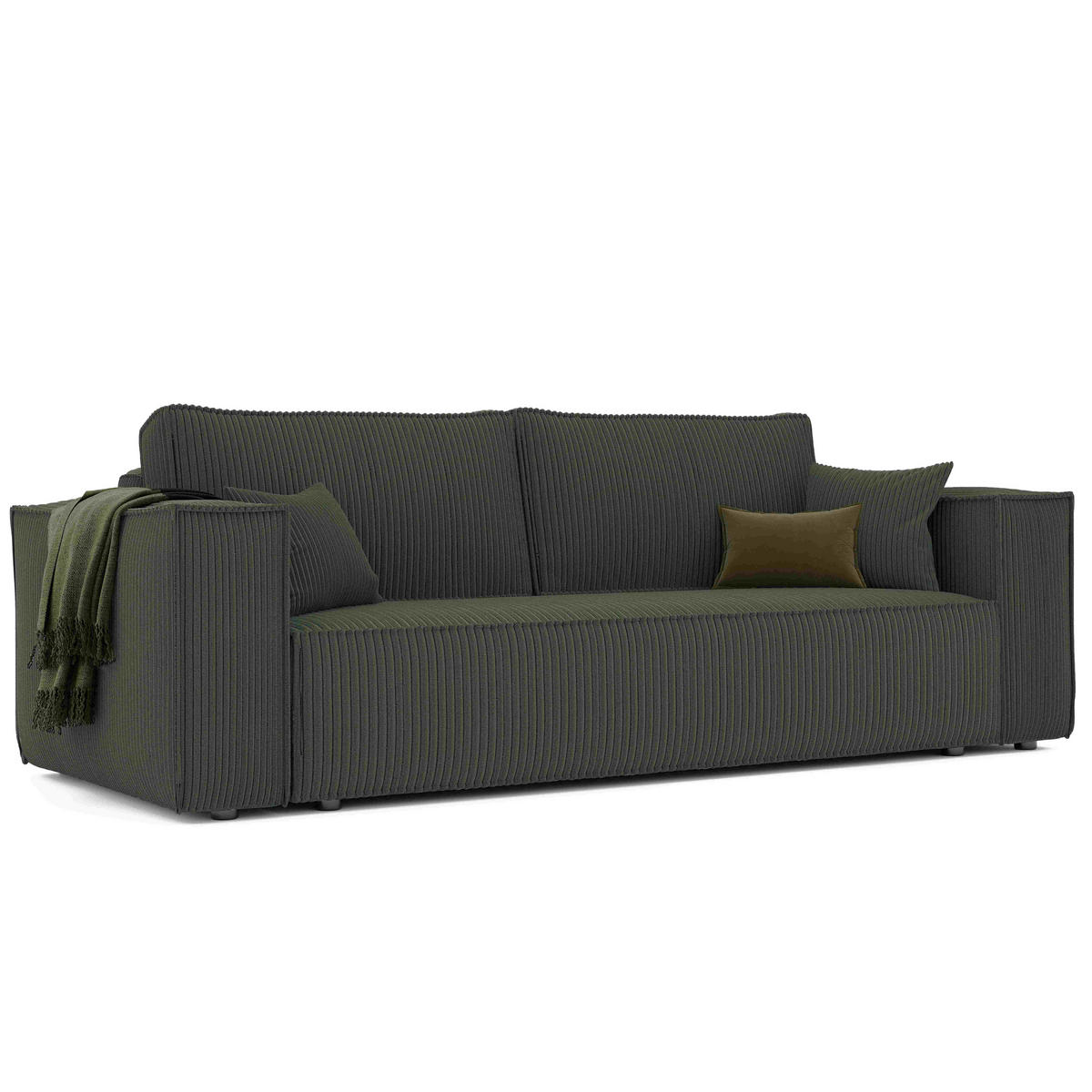 SOFA mit Schlaffunktion und Bettkasten, Grün - Grün, Holzwerkstoff/Textil (240/84/105cm) - Idohome