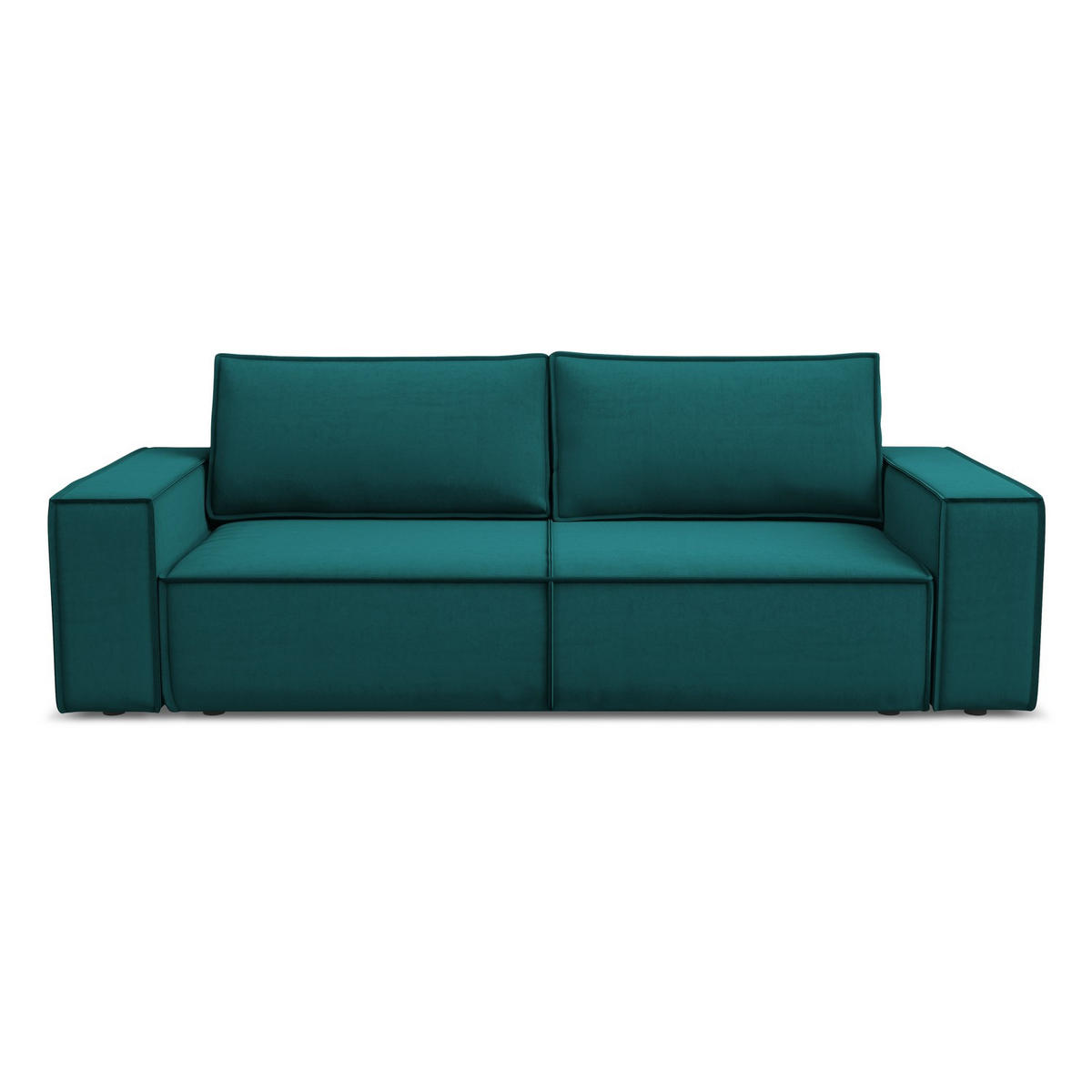 3-SITZER SOFA mit Schlaffunktion Samt Stoff Blau - Blau/Petrol, Kunststoff/Textil (255/85/105cm) - LaMiaSofa