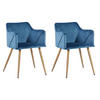 ARMLEHNSTUHL-SET 2 Stück in Samt Metallbeine - Blau/Eichefarben, Holzwerkstoff/Textil (54/75/53cm) - Urban Meuble