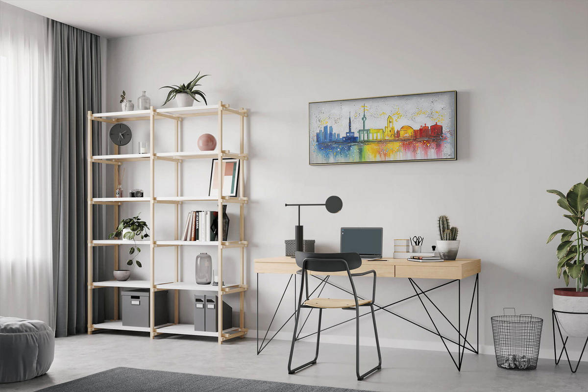 ACRYLBILD HANDGEMALT 120/60 cm - Weiß, Holz/Textil (120/60cm) - KUNSTLOFT