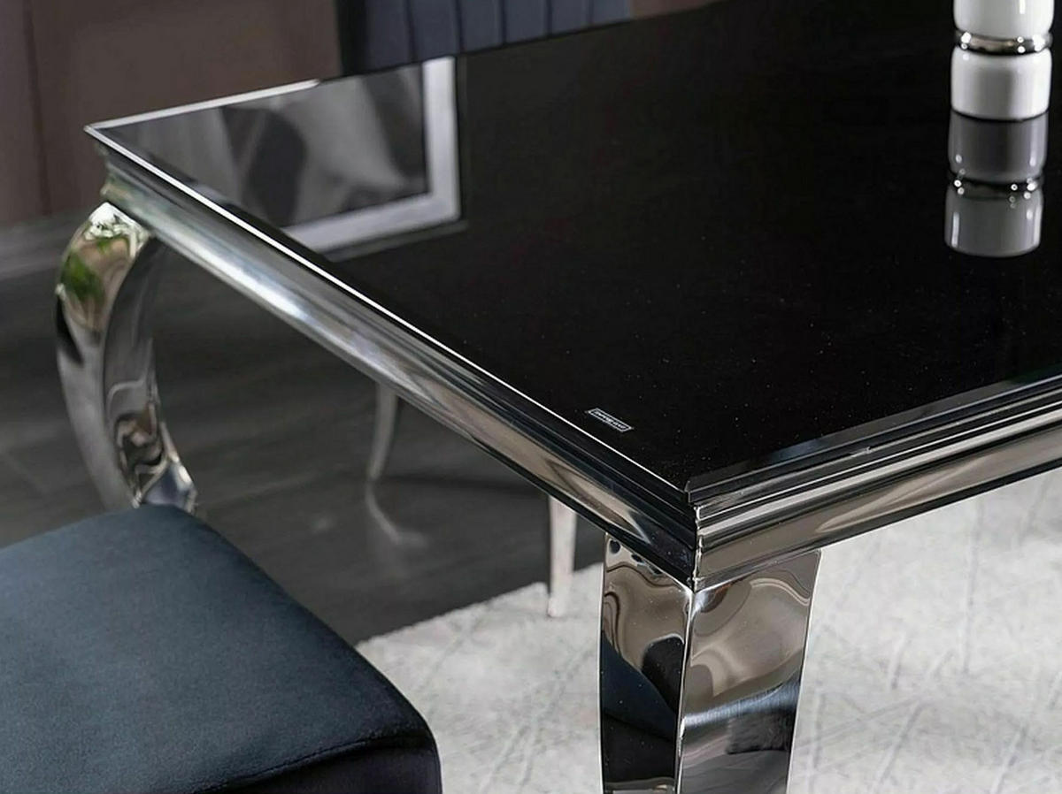 COUCHTISCH Prince Schwarzglas / Chrom 55 / 55 / 55cm - Silberfarben/Schwarz, Glas/Holz (55/55/55cm) - Feldmann-Wohnen