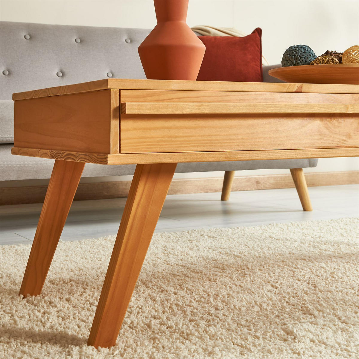 COUCHTISCH JONA - Kieferfarben, Holz (50/110/42cm) - IDIMEX