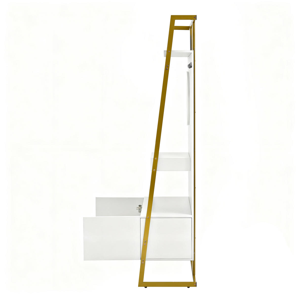 GARDEROBE-SET in Weiß und Gold Flurgarderobe mit Spiegel und Schuhbank für Eingangsbereich und Flur, B78/T38.5/H180.5 cm - Goldfarben/Weiß, Glas/Holzwerkstoff (78/180.5/38.5cm) - STILVORA