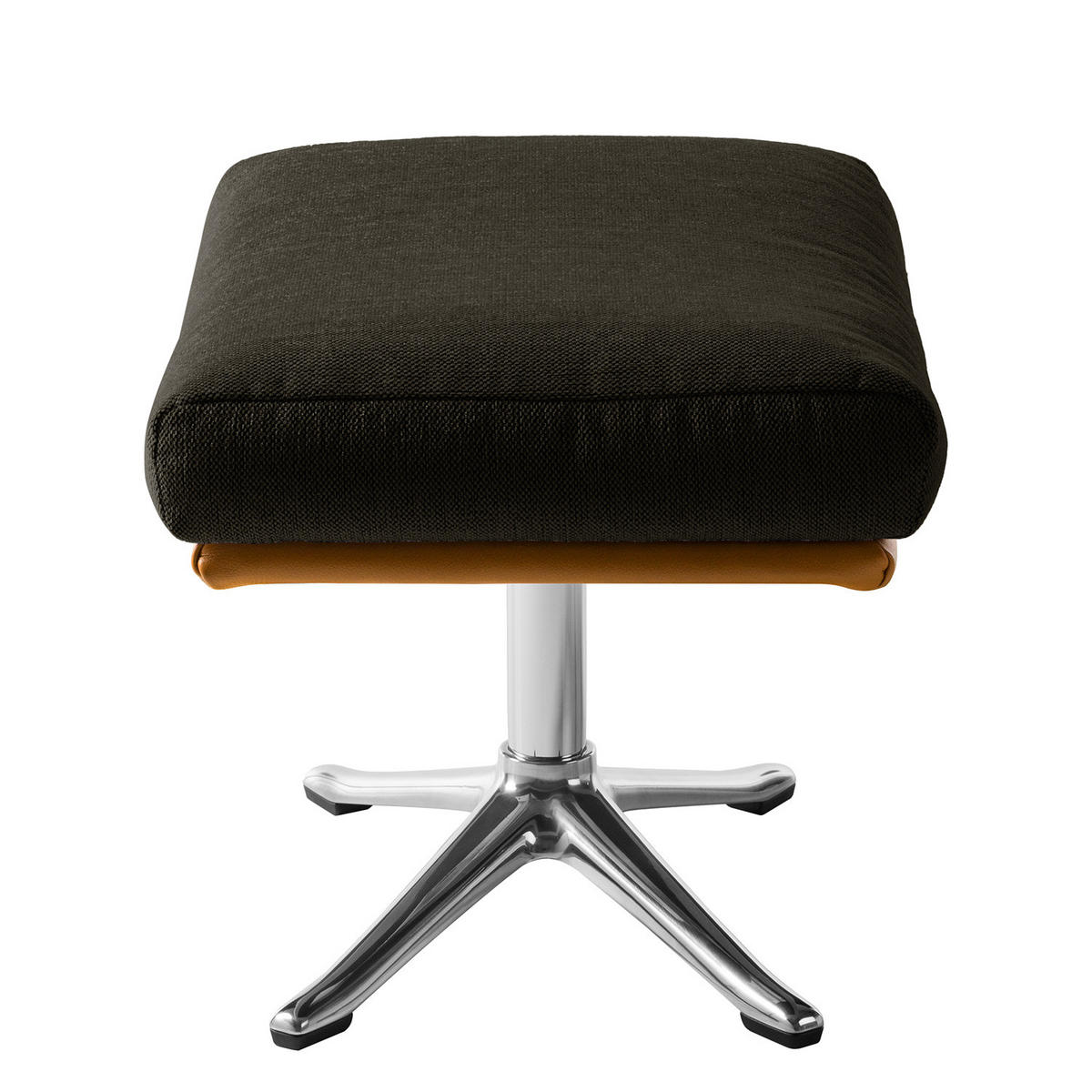 HOCKER mit Kreuzfuß - Chromfarben/Schwarz, Textil/Metall (54/41/41cm) - home24