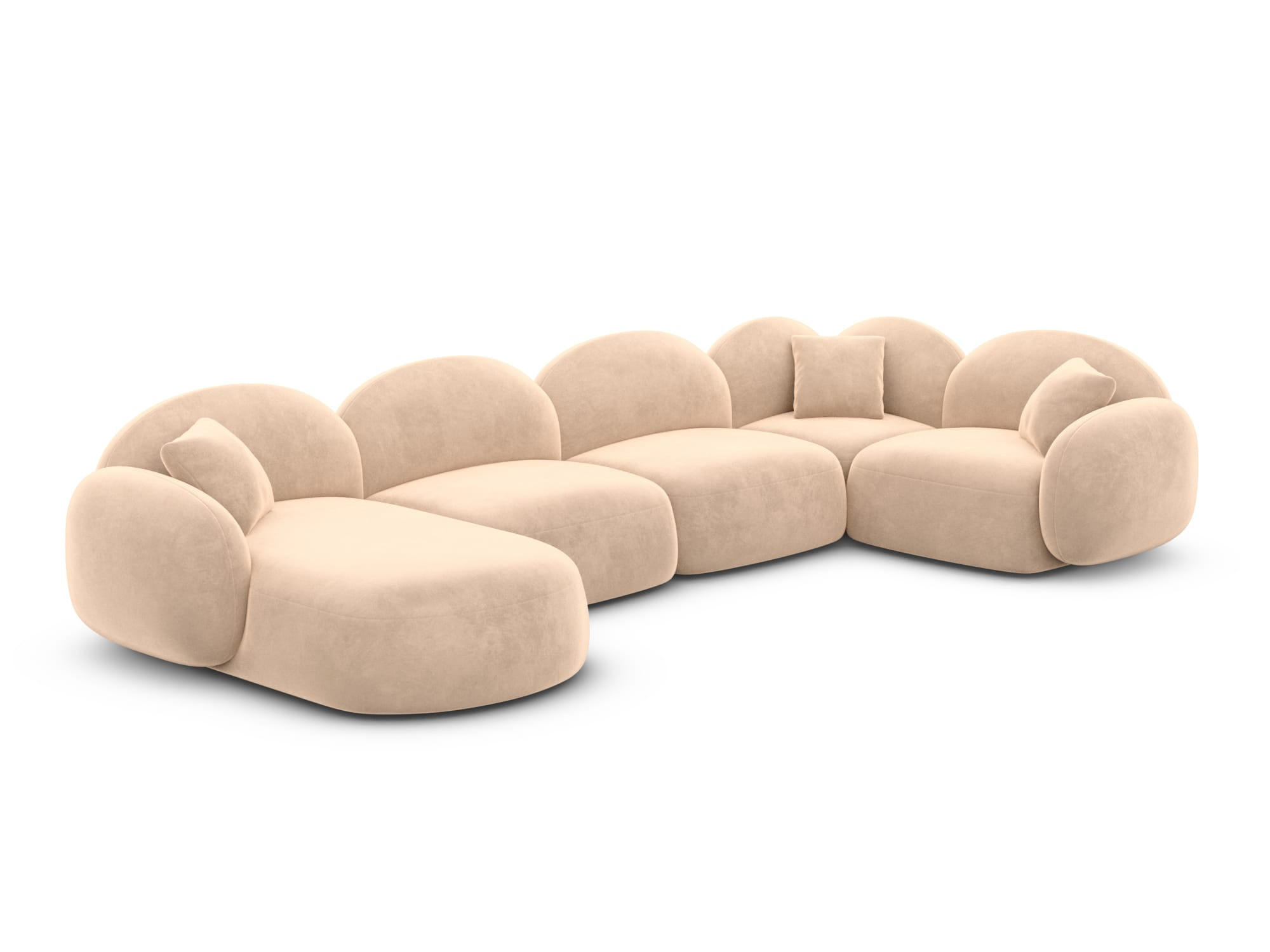 WOHNLANDSCHAFT Mirello U-Form Beige Samtstoff - Beige, Kunststoff (333/77/193cm)
