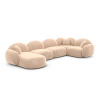 WOHNLANDSCHAFT Mirello U-Form Beige Samtstoff - Beige, Kunststoff (333/77/193cm)