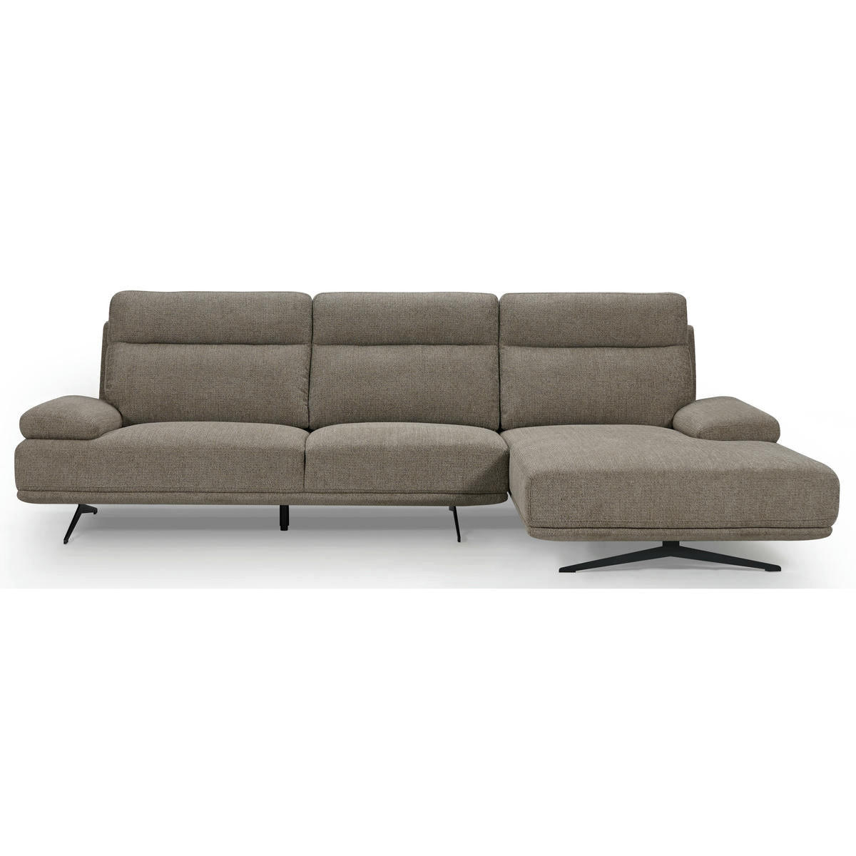 ECKSOFA Webstoff Braun - Schwarz/Braun, Textil/Metall (304/176cm) - Furnhouse